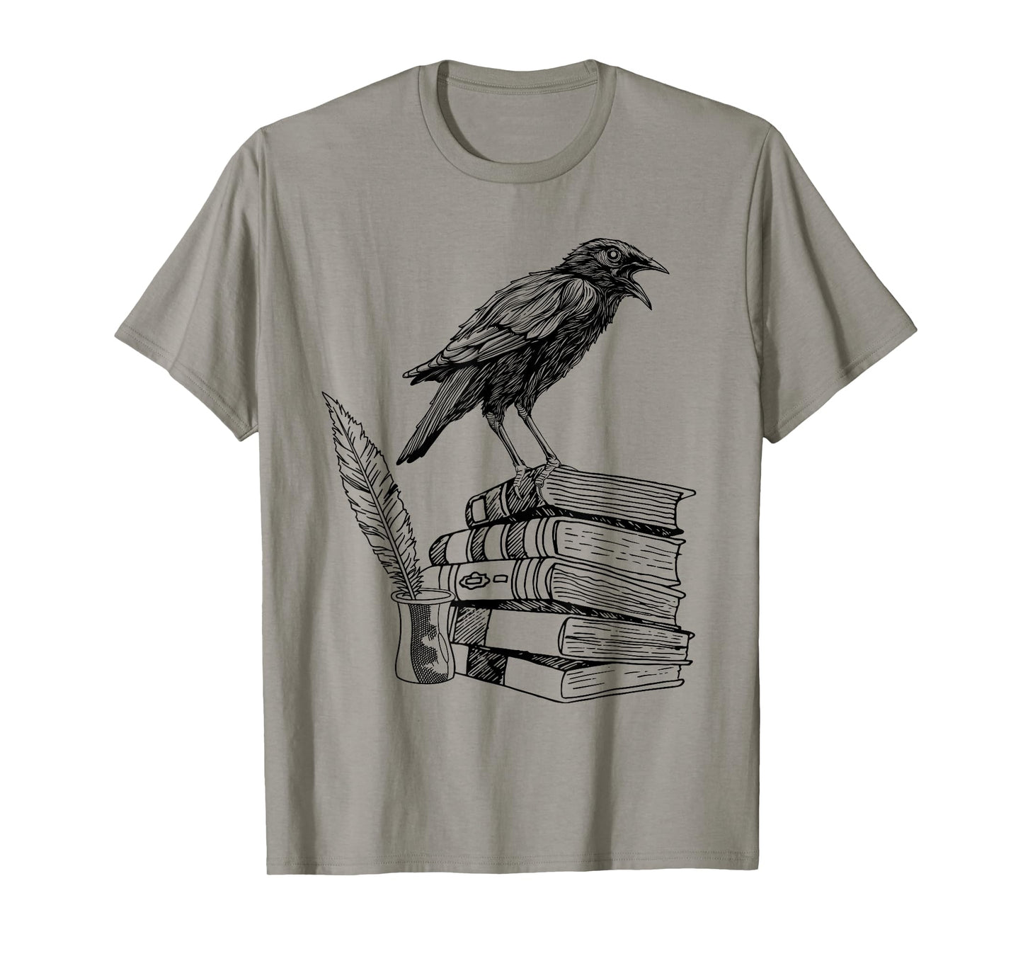 Dark Academia Aesthetic Raven Crow On Old Vintage Books T-Shirt