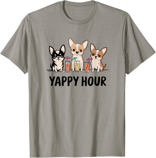 Yappy Hour Chihuahua Cocktail Dog Mom/Dad Funny Gift Design T-Shirt