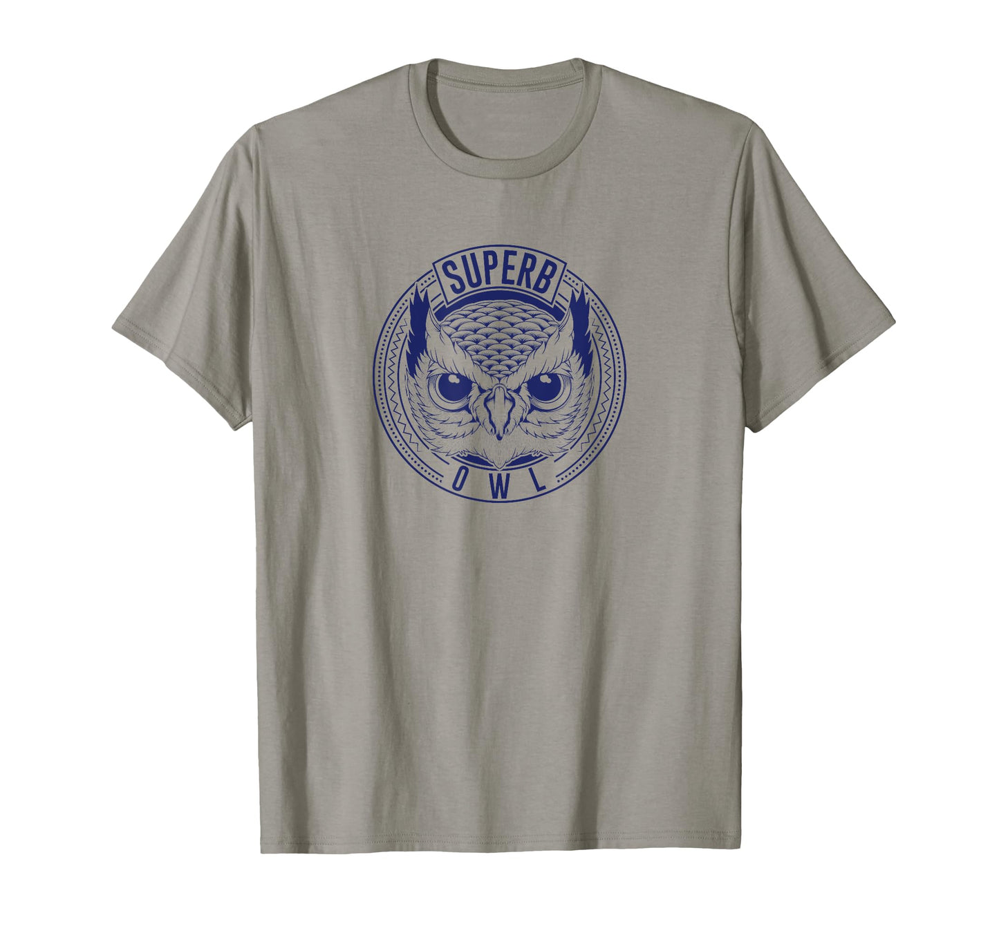 The Superb Owl Apparel - Grey Owl Print T-Shirt - Unisex-Adults, Kids - Small - Short Sleeve - Classic Fit - Polyester 100%