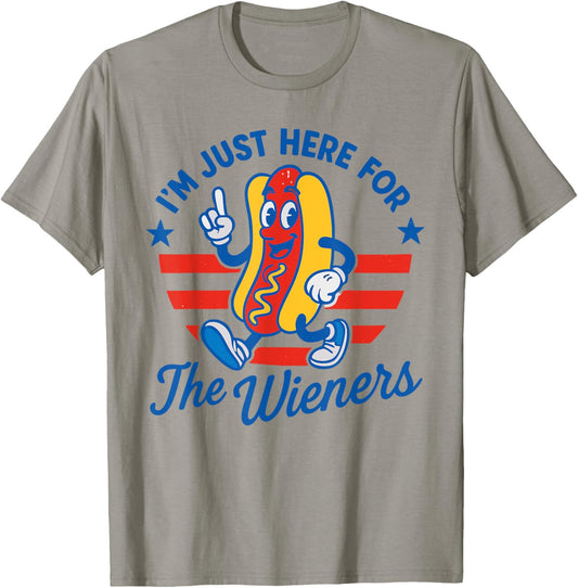 Funny HotDog I'm Just Here For The Wieners 4Th Of July Tees T-Shirt