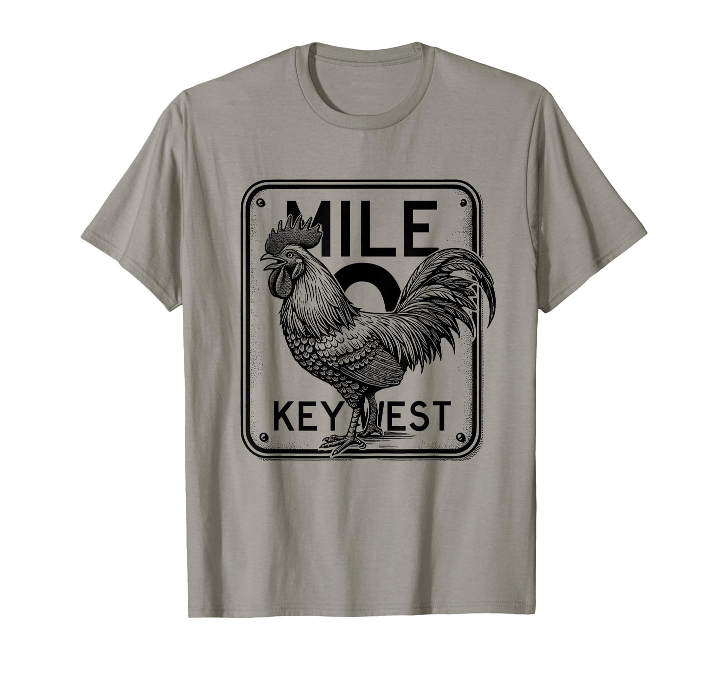 Key West Florida Chicken Retro Mile 0 Rooster Mile Marker T-Shirt