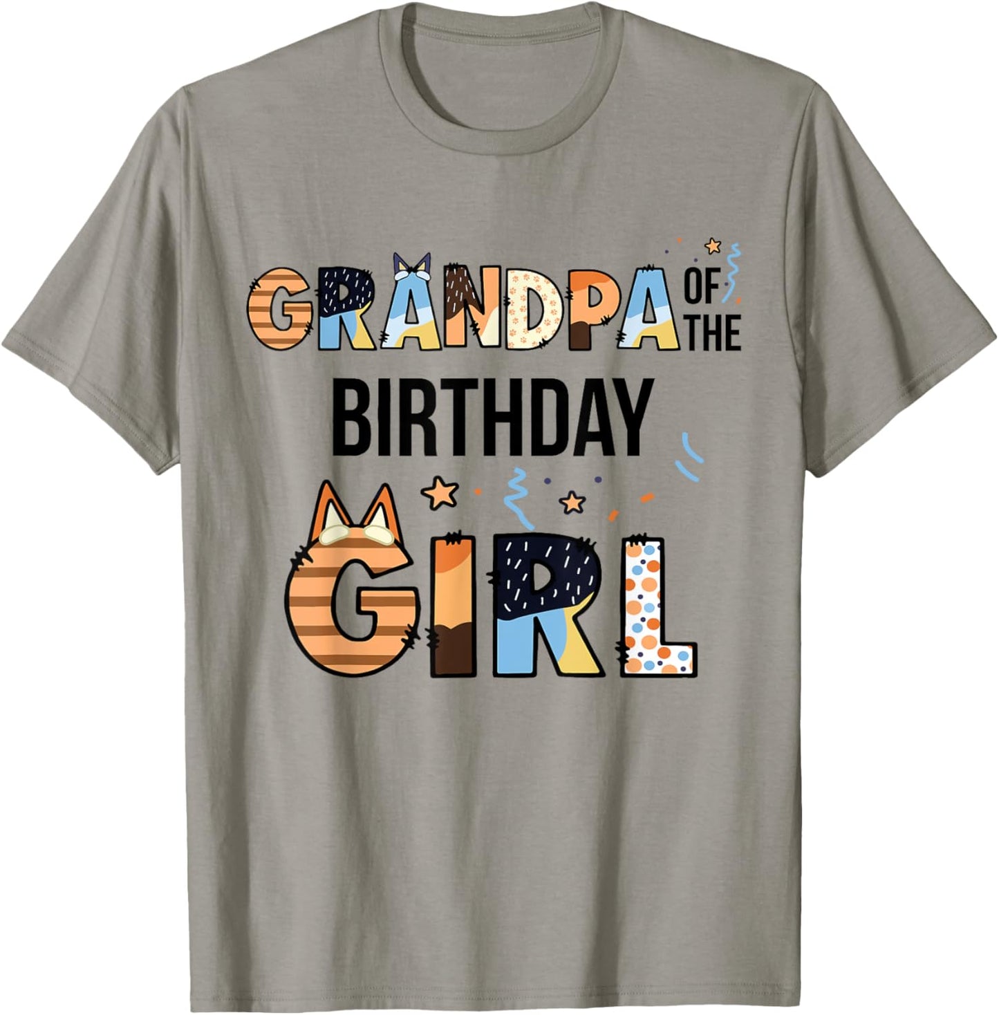Grandpa Of The Birthday Girl Party Blue Dog Lover Matching T-Shirt