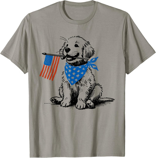 Goldendoodle 4th of July Patriotic Golden Doodle Dog T-Shirt