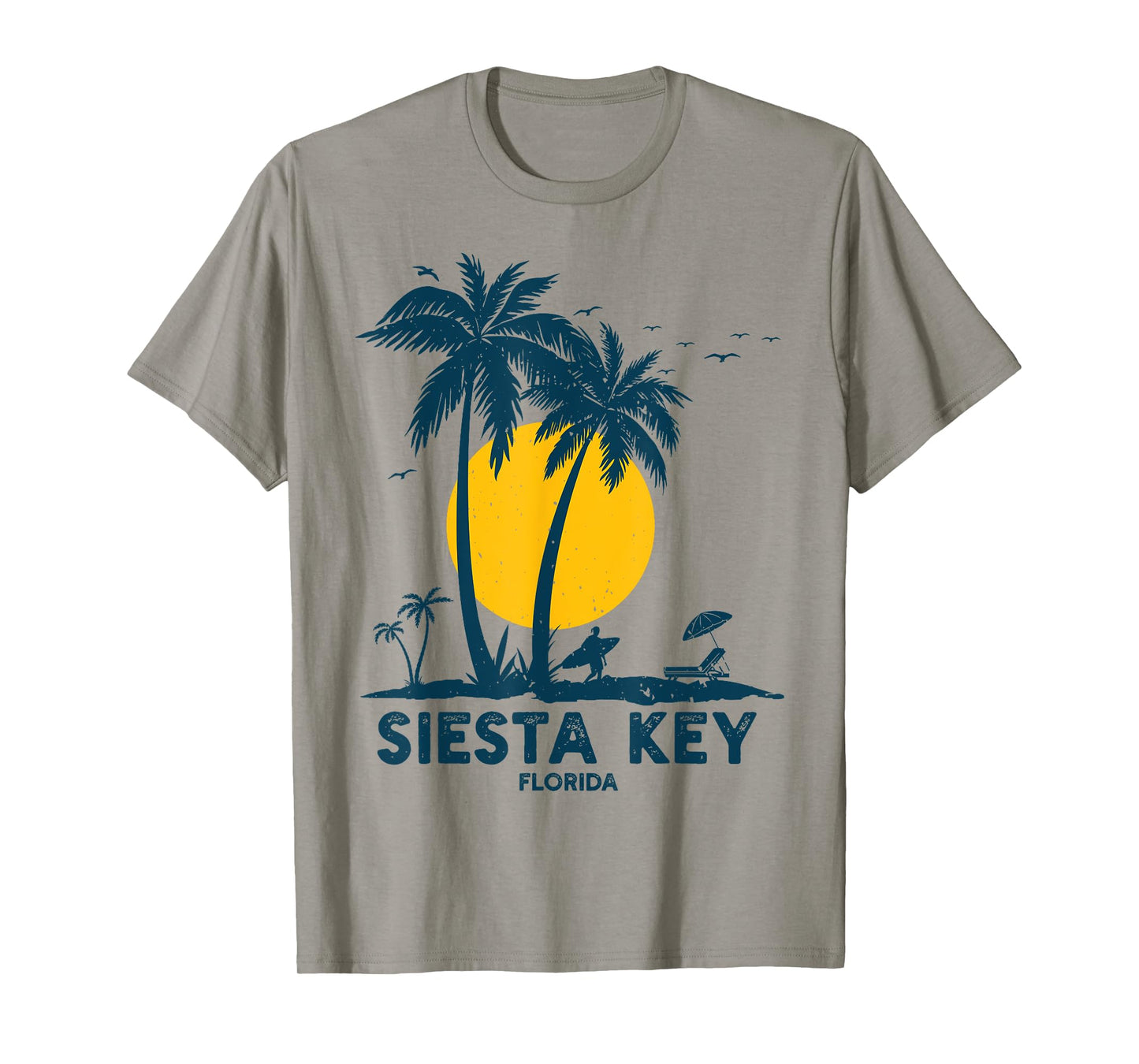 Siesta Key Beach Florida Vintage 70s Palm Trees Beach Men Women Kids T-Shirt