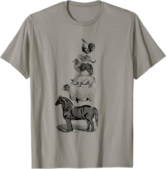 FARM ANIMALS STACK, Horse, Sheep, Pig, Collie, Cat, Rooster T-Shirt
