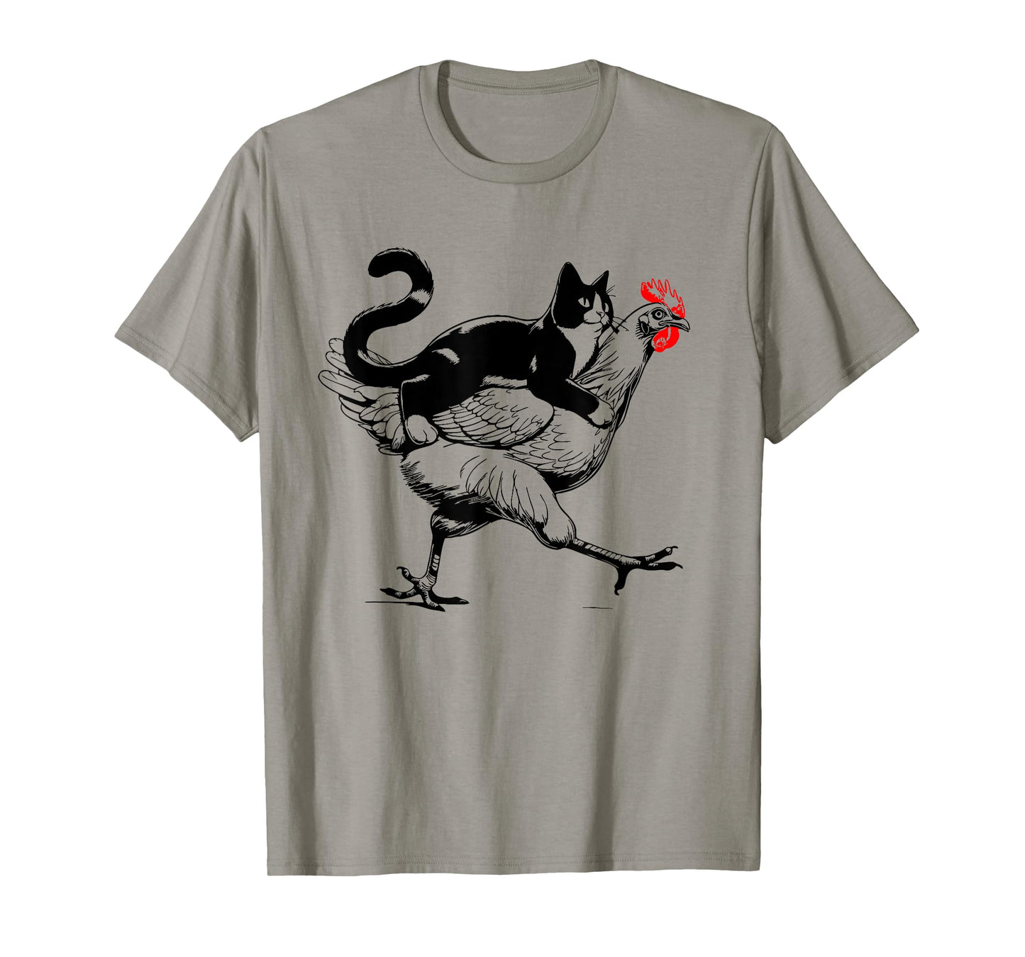 Tuxedo Cat on a Chicken Funny tuxedo cat riding a chicken T-Shirt for Men Women Girls Kids