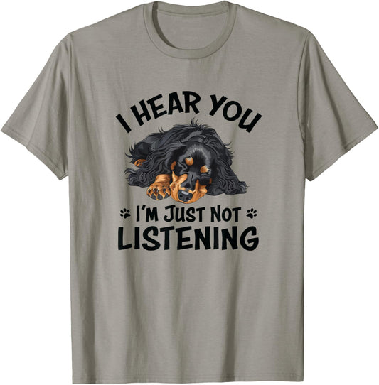 Hear You Not Listening Black Long Haired Dachshund Lover T-Shirt