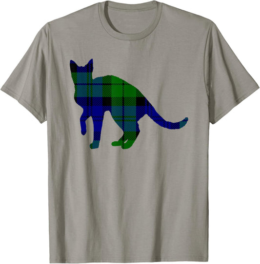 Black Watch Plaid Cat Scottish Pride Tartan T-Shirt