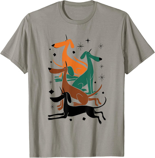 Vintage Retro Mid-Century Long Neck Dogs 50s 60s Style T-Shirt