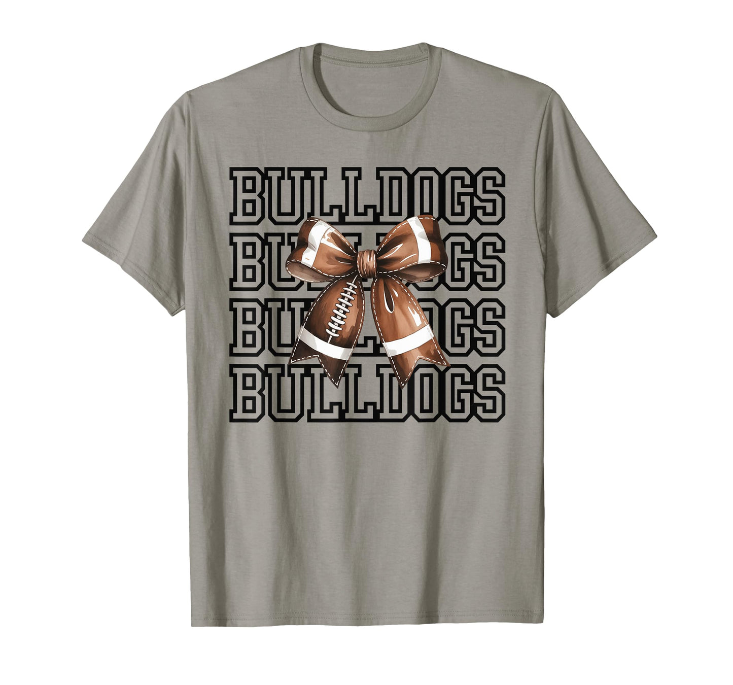 Bulldogs Football Mom Game Day Football Coquette Bow mascot T-Shirt