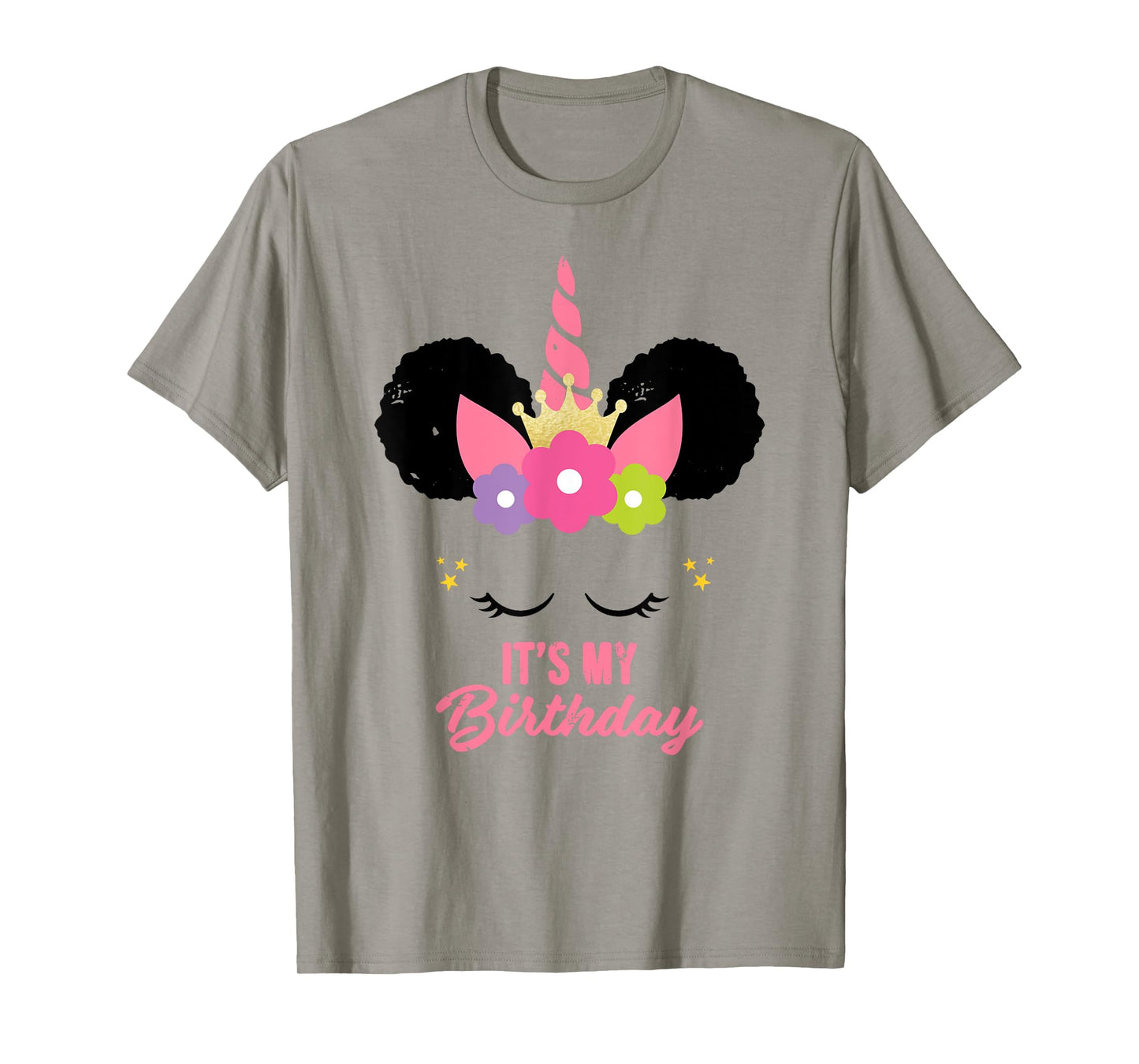 Unicorn Birthday Girl Afro Puff Birthday Present for Girl T-Shirt