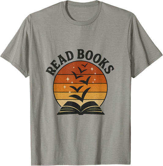 Retro Book Love Vintage Sunset, Open Book T-Shirt