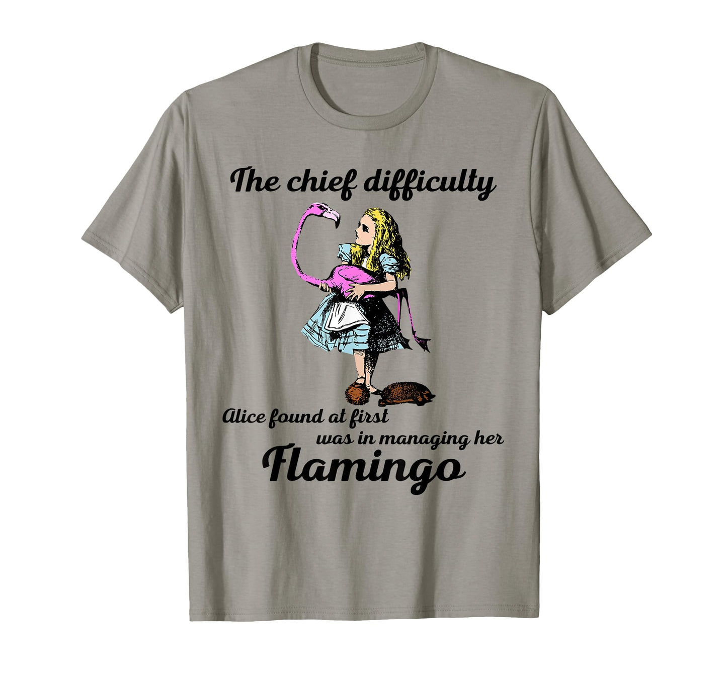 Alice Managing Flamingo Croquet Mallet And Hedgehog T Shirt T-Shirt