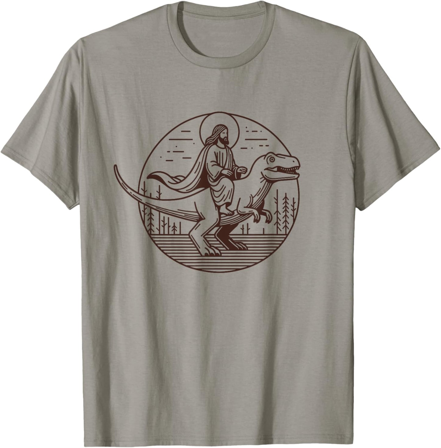 Funny Jesus Riding T-Rex Dinosaur Meme Parody for Believers T-Shirt