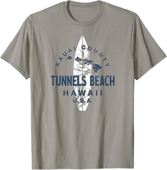 Tunnels Beach Kauai Hawaii Vintage Surfing T-Shirt for Men Women Kids