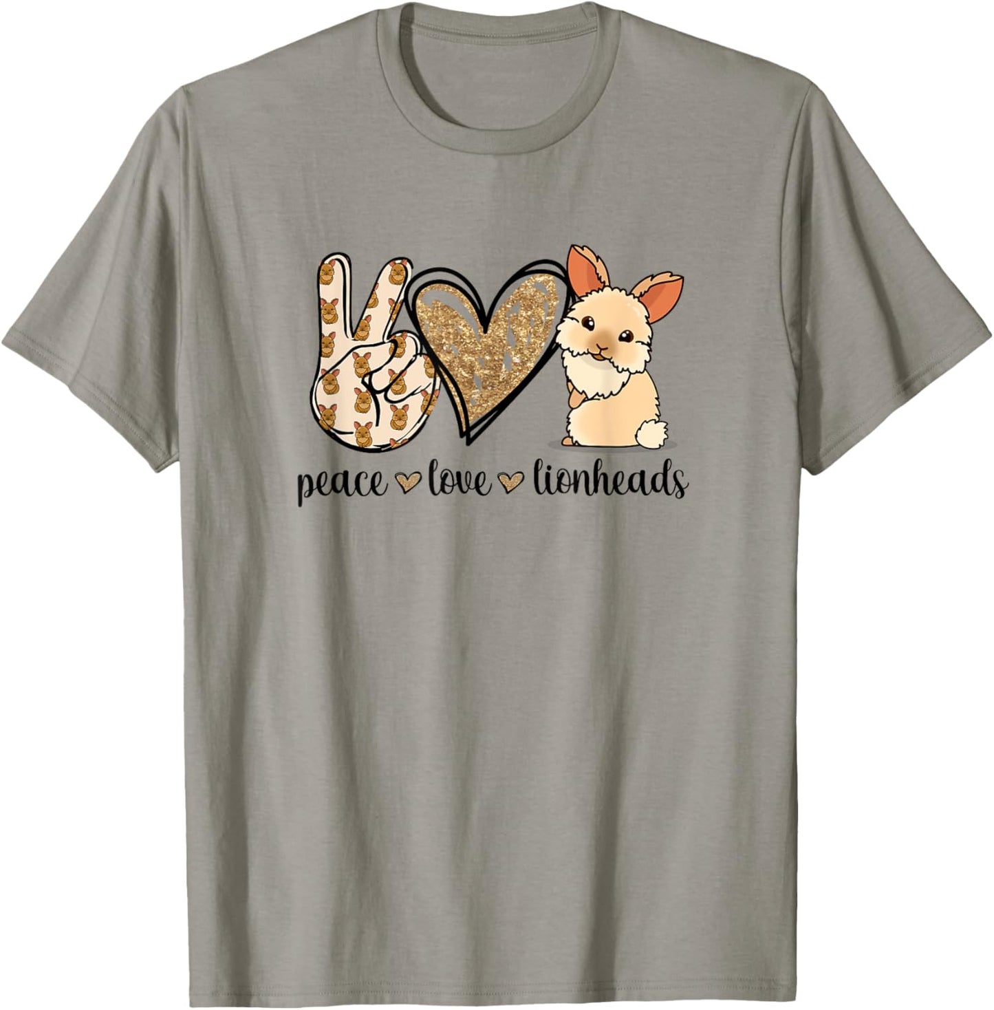 Cute Kawaii Peace Love Lionhead Rabbit Lover T-Shirt
