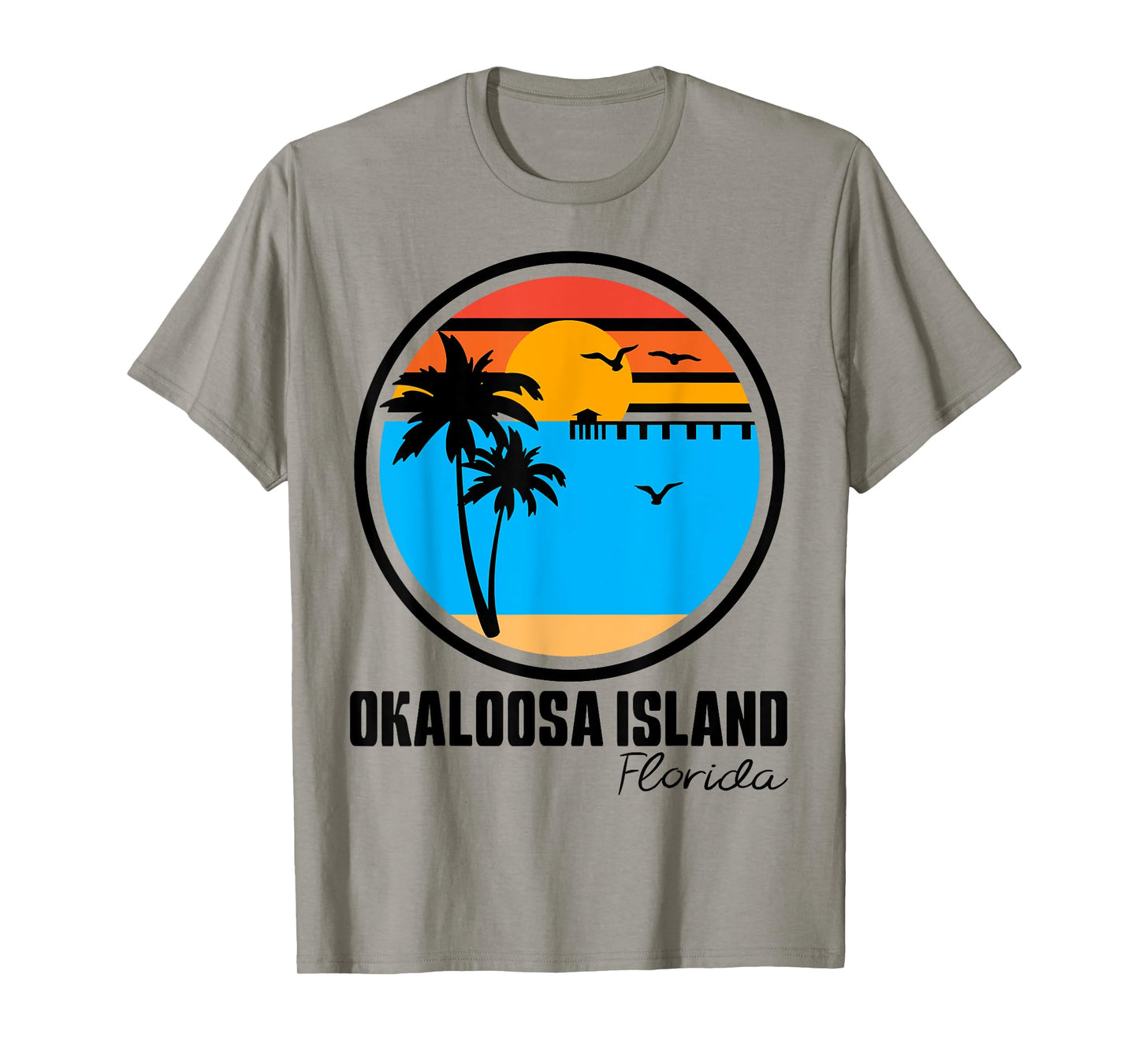 Okaloosa Island Destin Florida Sunset Ocean Palm Tree Beach T-Shirt for Men Women Girls Kids