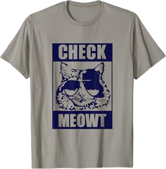 CAT T-SHIRT Funny Cat Tee CHECK MEOWT T-Shirt for Men Women Kids
