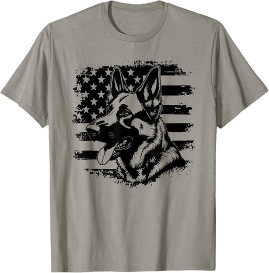 German Shepherd USA Flag Sunglasses Patriotic 4th of july T-Shirt