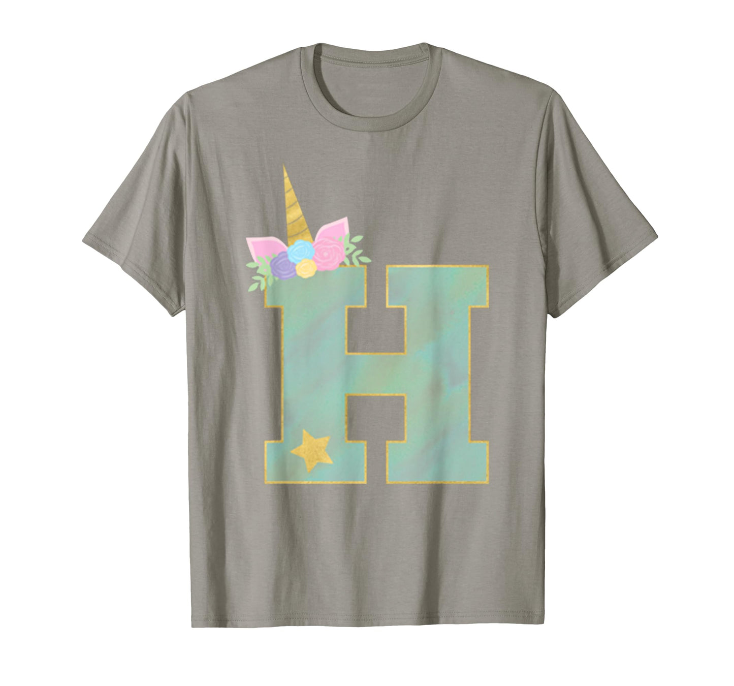 Initial Letter H Unicorn Monogram for Girls Unicorn Birthday T-Shirt