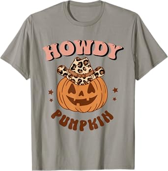 Howdy Pumpkin Leopard Rodeo Western Fall Southern Halloween T-Shirt