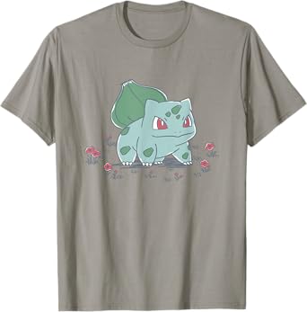 Pokémon Bulbasaur Standing In Flower Garden Retro Sketch T-Shirt