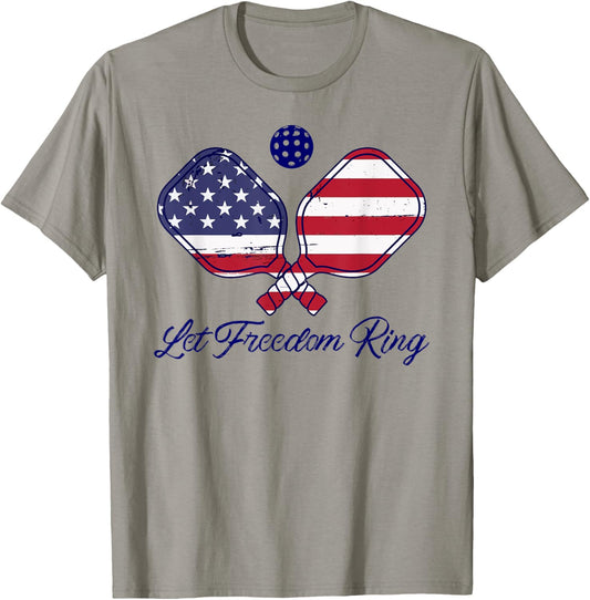 Patriotic Pickleball Let Freedom Ring 4th of July Pickleball T-Shirt