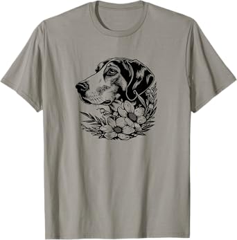 Cute Womens Floral Illustration Art American Foxhound Lover T-Shirt