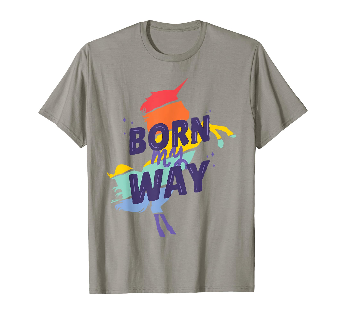 Born My Way Rainbow Unicorn Retro Style LGBT Gay Pride Love T-Shirt