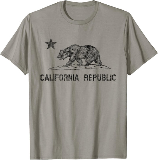 California Republic Flag Distressed Bear T-Shirt