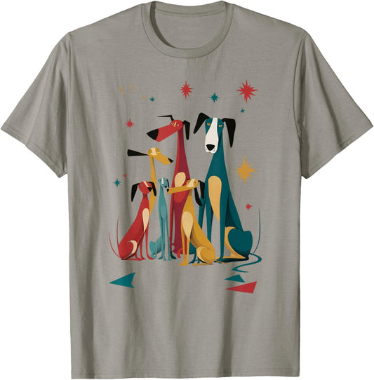 Vintage Retro Mid-Century Long Neck Dogs 50s 60s Style T-Shirt