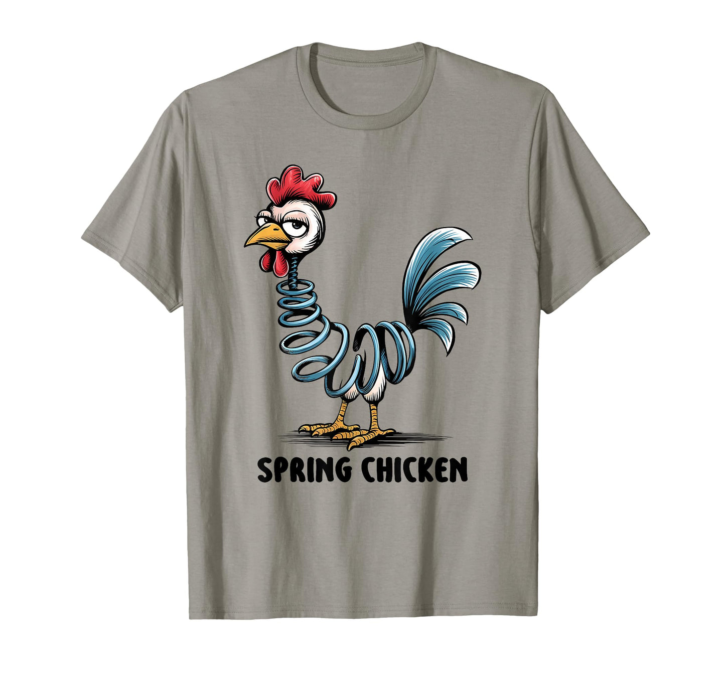 Spring Chicken Chicken On Pogo Stick Funny Chicken T-Shirt