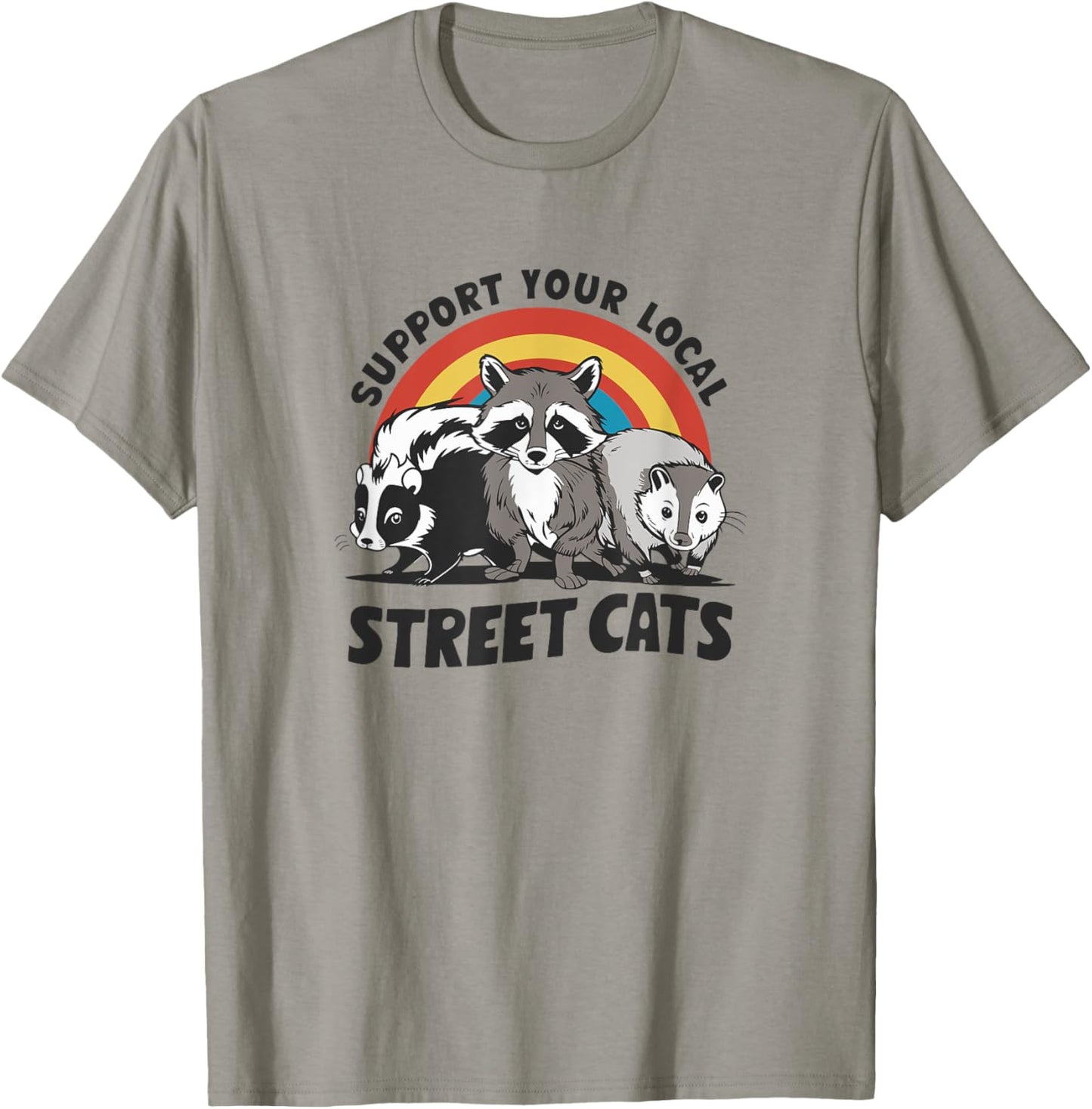 Support Your Local Street Cats Retro Skunk Opossum Raccoon T-Shirt