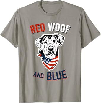 Patriotic Puppy Red Woof and Blue Puppy Dog T-Shirt for Men Women