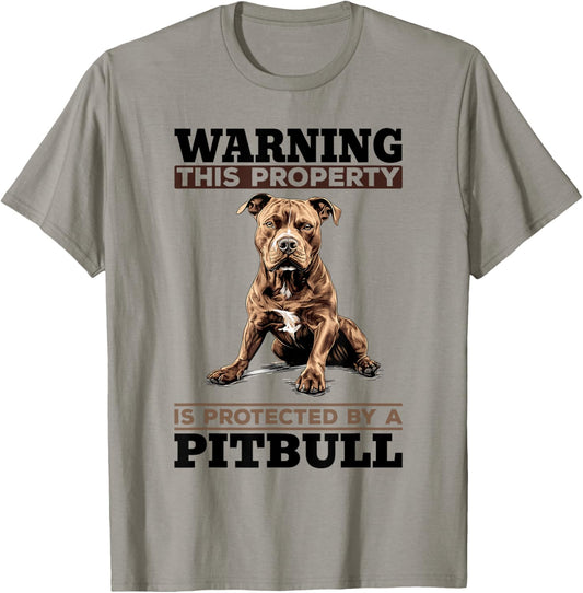 Pitbull Terrier Dog Breed Warning This Property is Protected T-Shirt