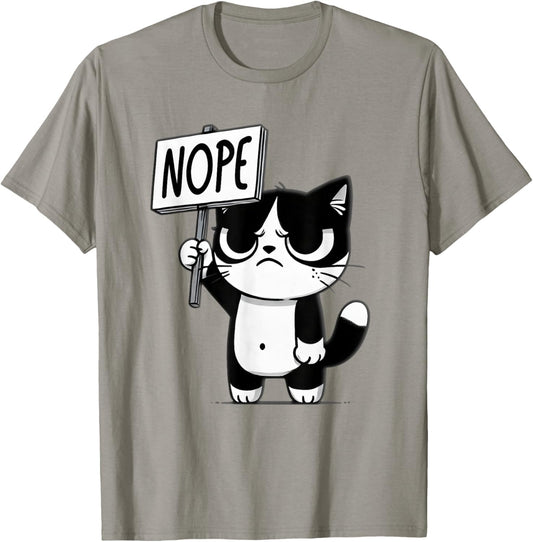 Funny Cat Nope, Grumpy Face Cat, Sarcastic Kids Mom Dad T-Shirt