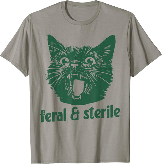 Feral And Sterile Funny Cat Hysterectomy Uterus Women's Joke T-Shirt