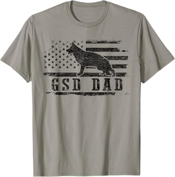 GSD Dad Distressed American Flag German Shepherd Dog T-Shirt