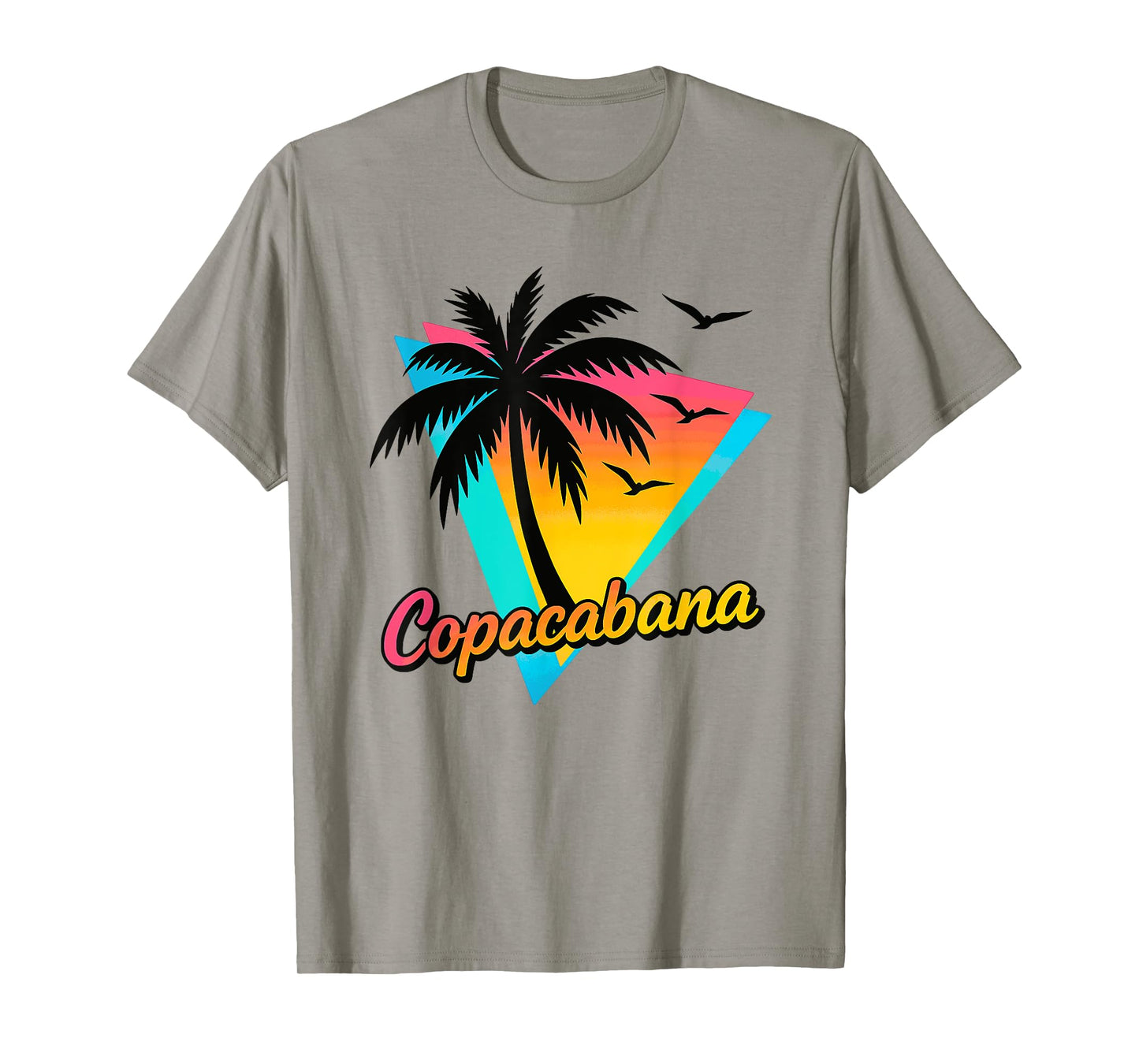 Copacabana Tropical Summer Retro Beach Palm Tree Sunset T-Shirt