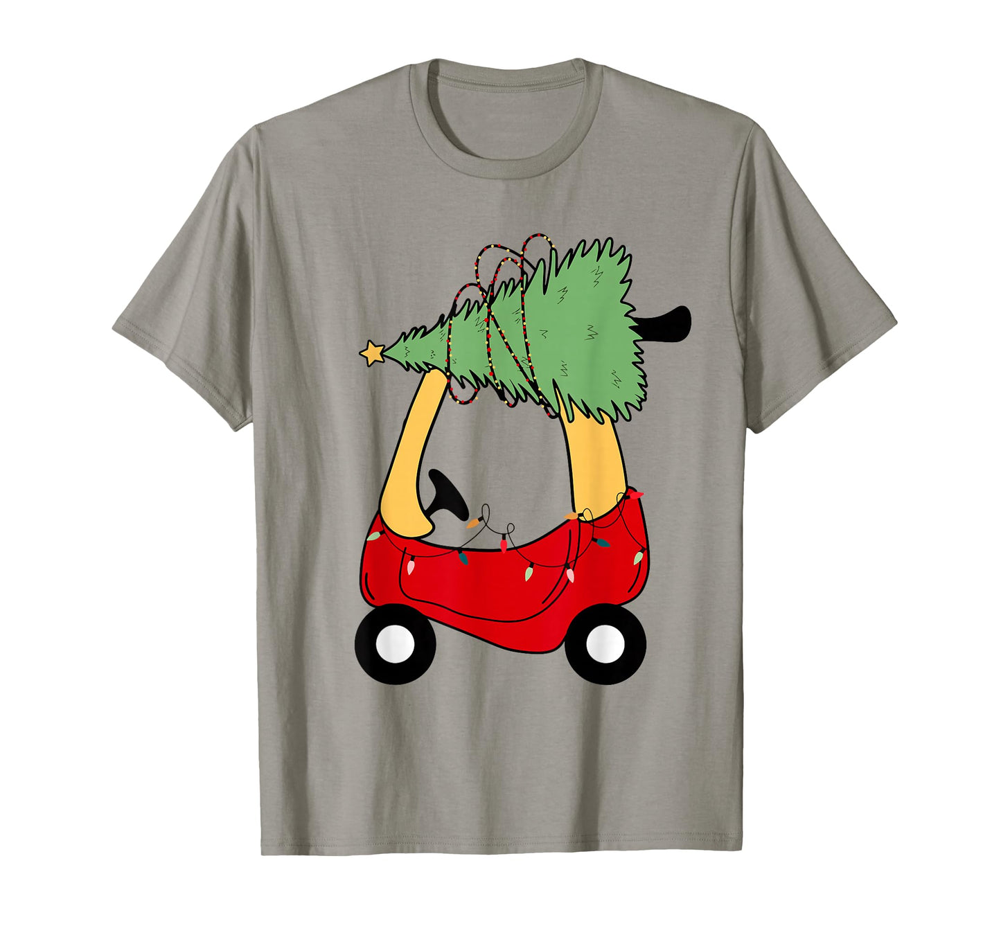 Retro Christmas Tree on Red Car Boys Girls Kids Xmas Holiday T-Shirt