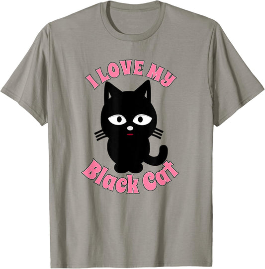 I Love My Black Cat Shirt Cute Kitty Halloween Kitten T-Shirt