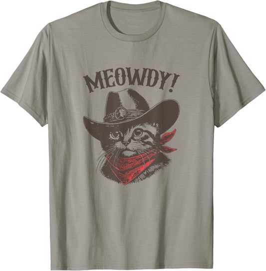 Meowdy Cat Cowboy Cat Country Western Funny Cat T-Shirt