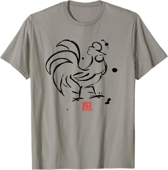Chinese Zodiac Rooster Sumi-e Tee - Design T-Shirt
