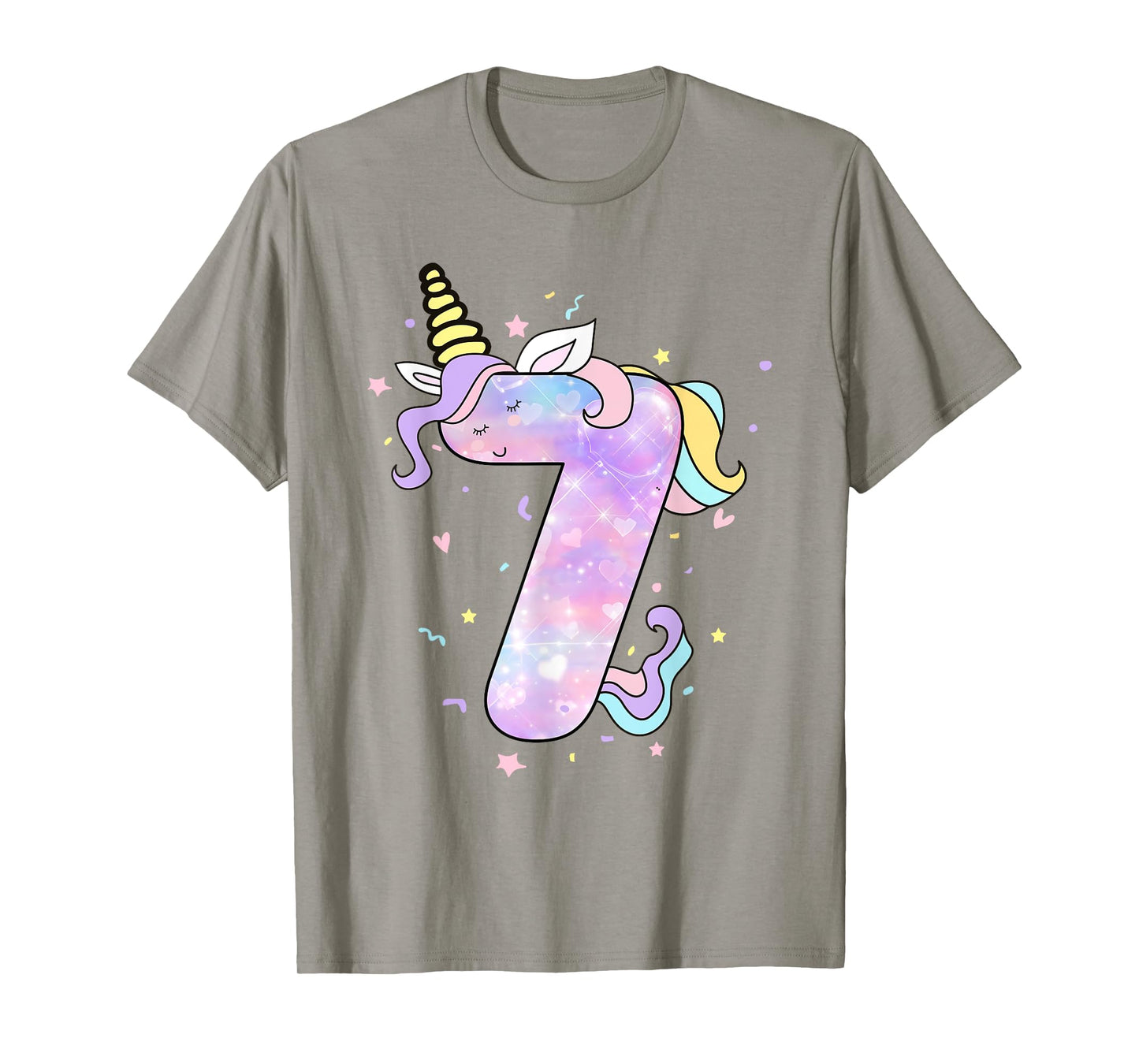 Unicorn Birthday Shirts for Girls Outfit 7th Seven Year Old T-Shirt