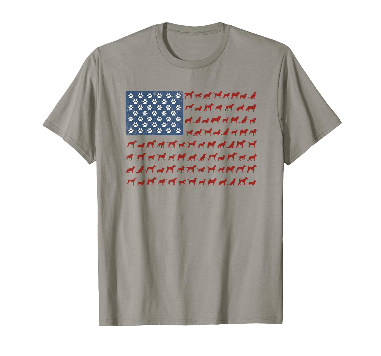 American Flag Dogs and Paws 4th of July Shirt T-Shirt for Women Kids Men