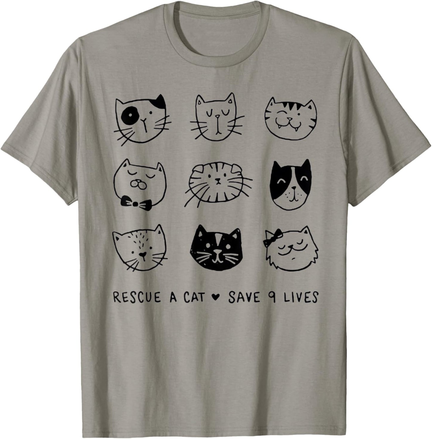 Rescue A Cat Save Nine Lives Tshirt Funny Cat Lover Gift T-Shirt