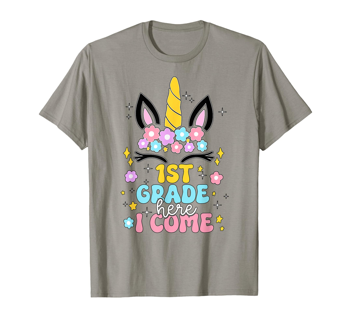 First Grade Here I Come Unicorn Girls Kids Back To School T-Shirt