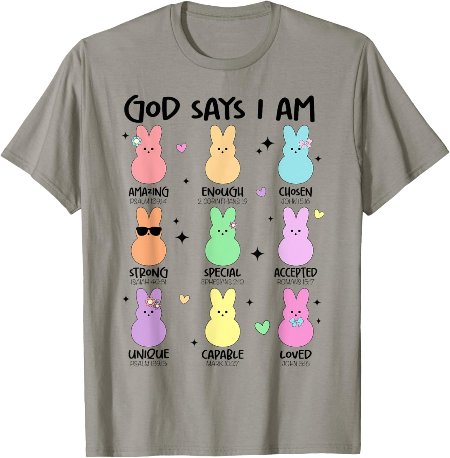 God Says I Am Christian Boys Girls Toddler Kids Easter Bunny T-Shirt