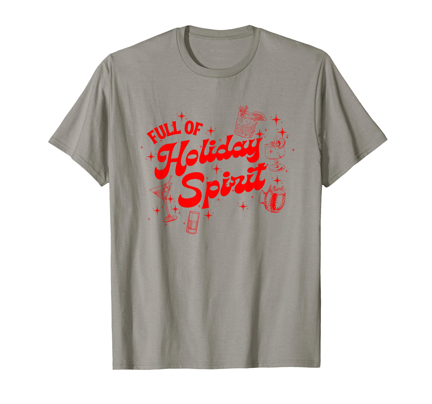 Funny Xmas Cocktail Vintage Full Of Holiday Spirit Gifts T-Shirt