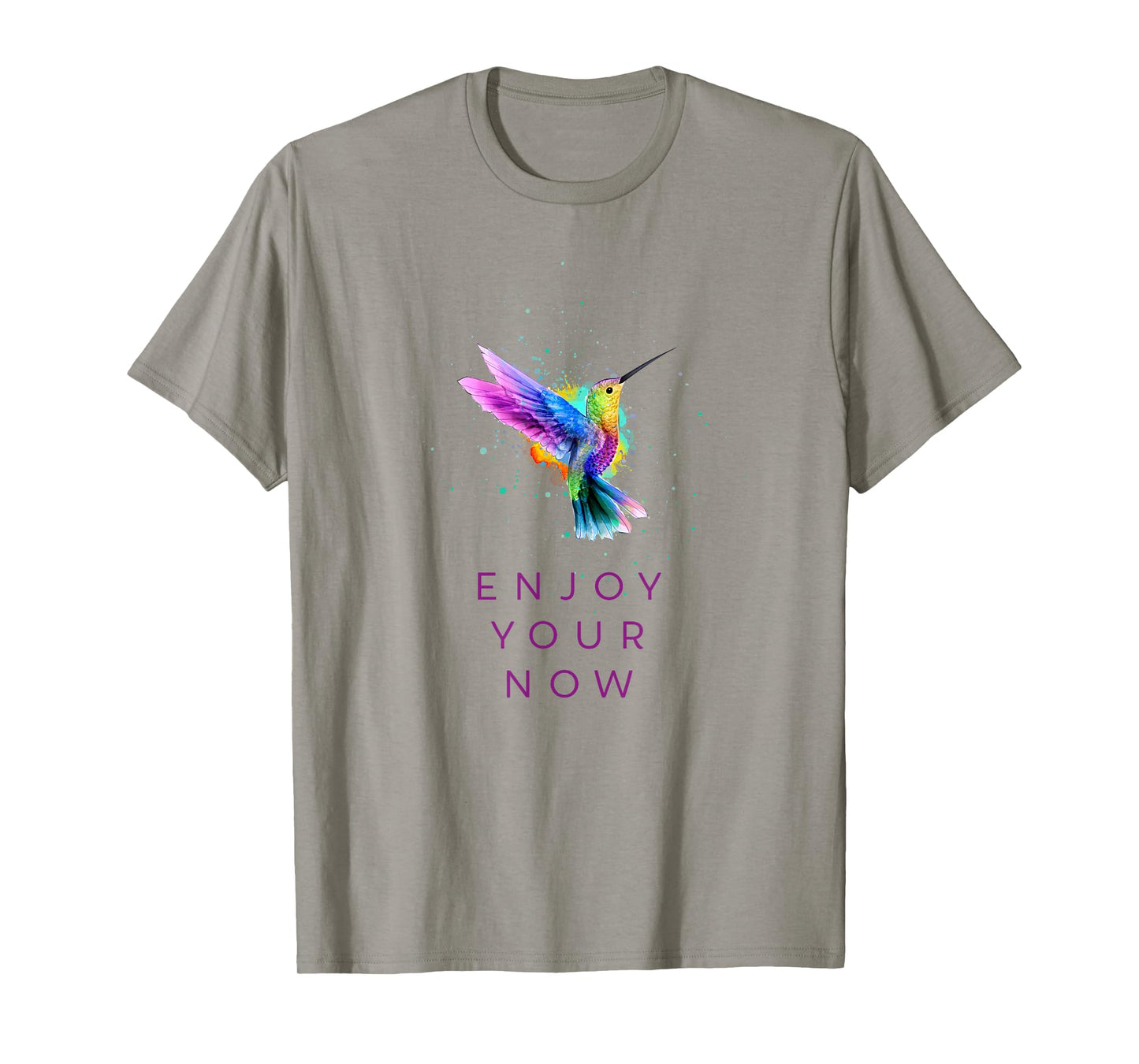 Cute Inspirational Watercolor Hummingbird - Enjoy Your Now T-Shirt
